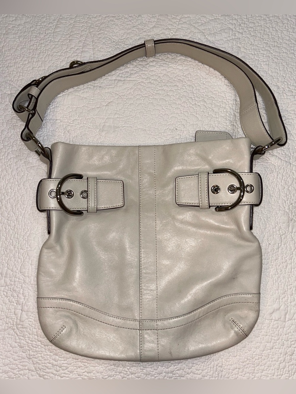 Coach Cream Leather Crossbody Shoulder Bag